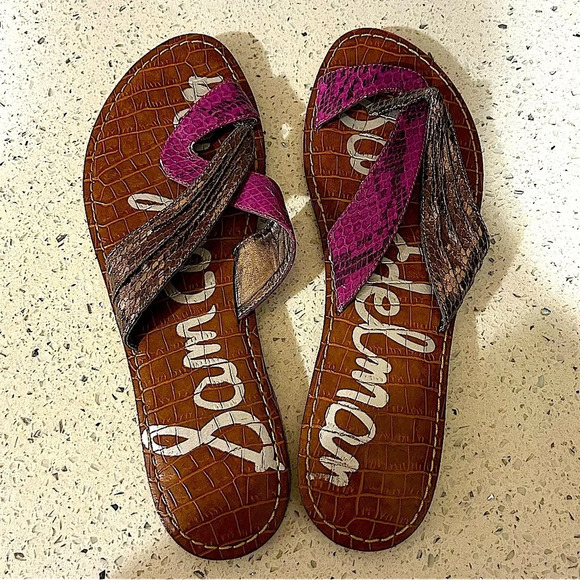Sam Edelman Gwen Metallic Leather Flip Flops - Picture 1 of 5